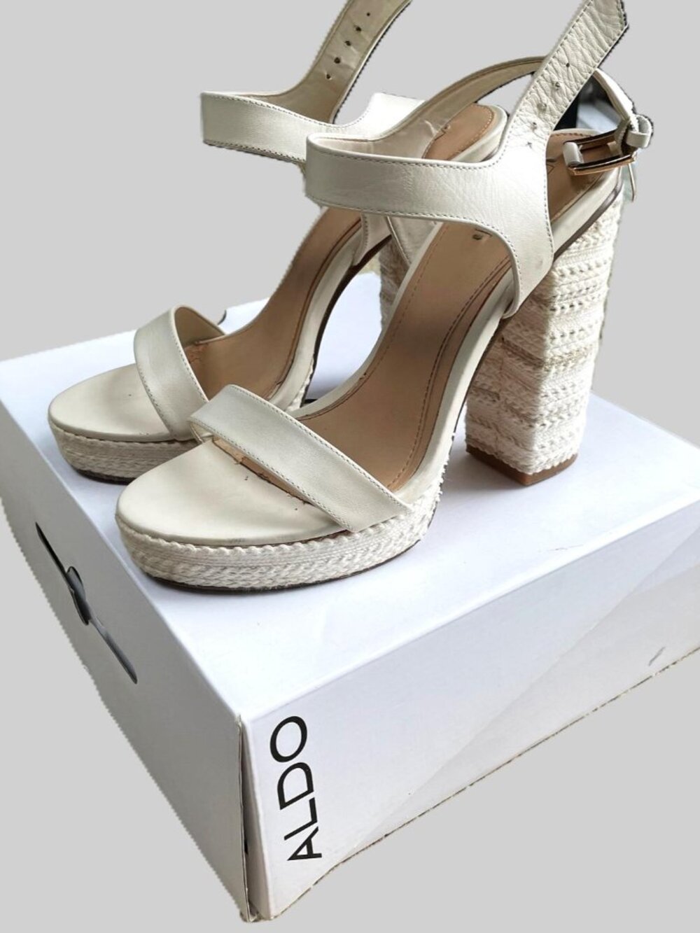 ALDO White Woven Wedge Sandals